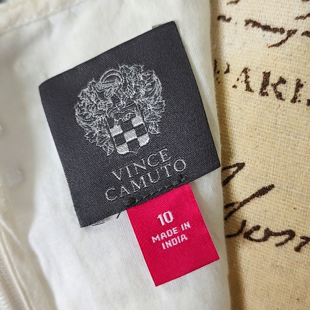 Vince Camuto Drop Waist White Eyelet Dress Lined Bodice Midi Length SZ: … - Picture 10 of 13